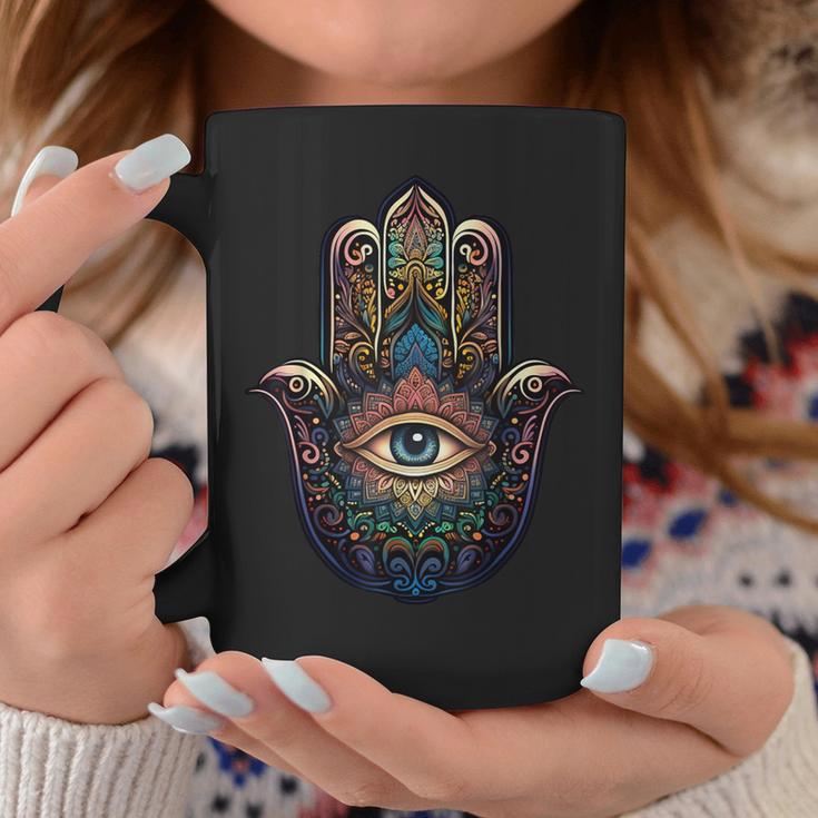 Khamsah Eye Or Hand Of Fatima On Colourful Hamsa Hand Tassen Lustige Geschenke