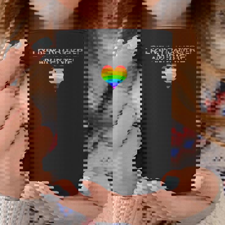 I Love My Daughter And Her Wife Rainbow Heart Queer Family Coffee Mug Unique Gifts