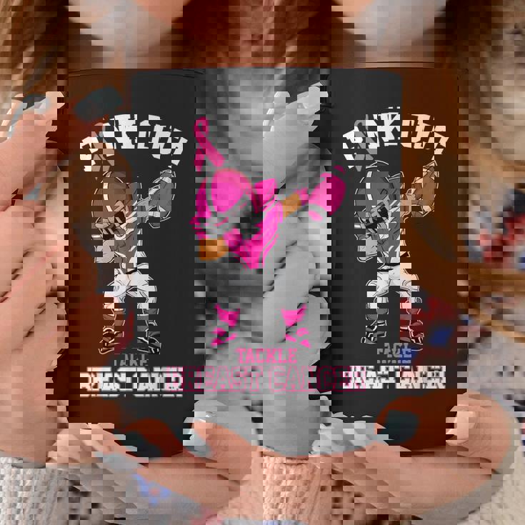Pink Out Tackle Breast Cancer Awareness Dabbing Football Coffee Mug Unique Gifts