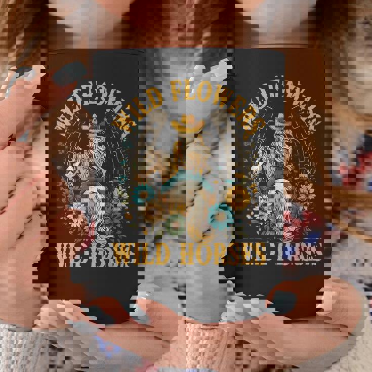 Retro Southern Sunset Cowgirl Wild Flowers Wild Horses Coffee Mug Personalized Gifts