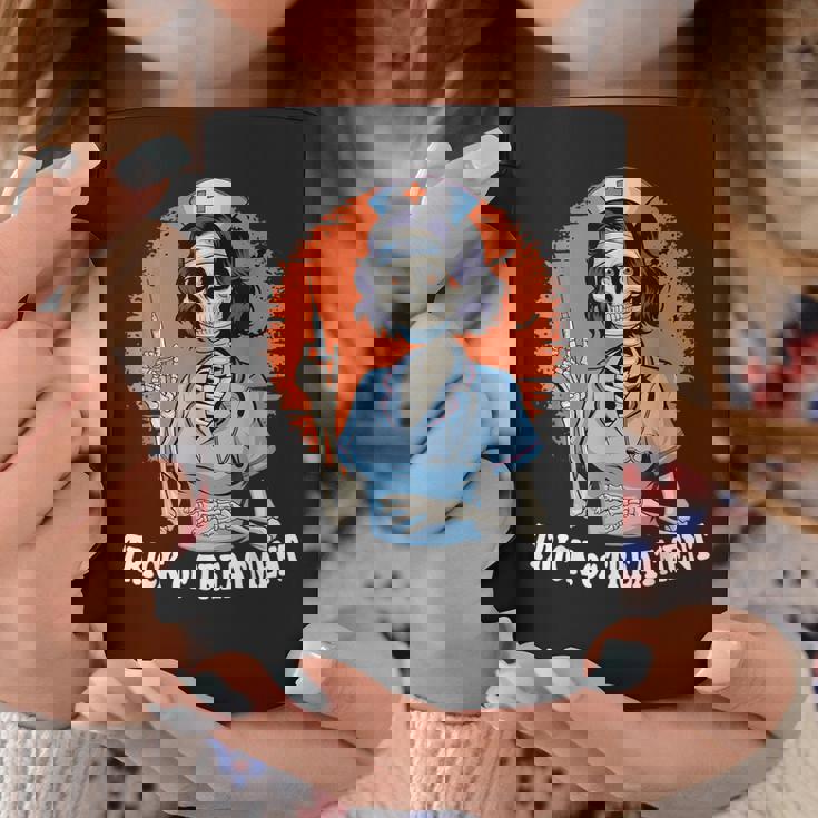 Trick Or Treatment Halloween Nurse Skeleton Ghost Coffee Mug Unique Gifts