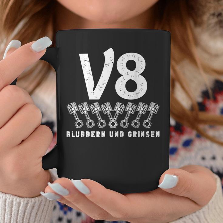 V8 Blubbern Und Grinsen Hubraum 8 Zylinder Car Lovers8 S Tassen Lustige Geschenke