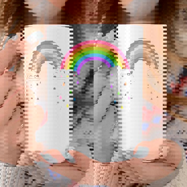 Bambino Sorridente Felice Arcobaleno Pioggia Nuvole Carino Per Ragazze Tazze Regalos divertidos