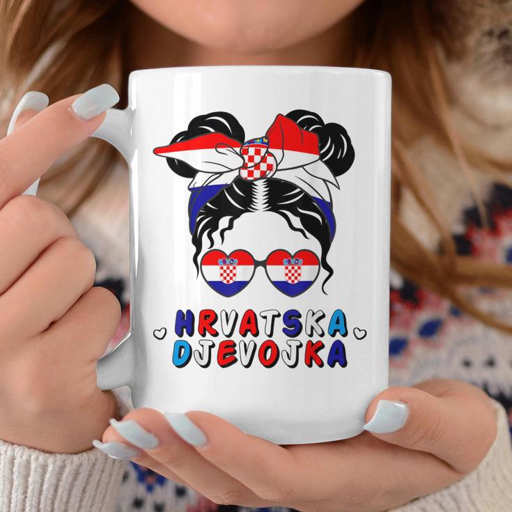 Croatia Hrvatska Djevojka Croatian Girl Croatia Flag Gray Tassen Lustige Geschenke