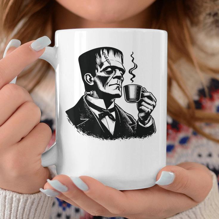 Frankenstein Coffee Drinker Horror And Caffeine Lovers Gray Tassen Lustige Geschenke