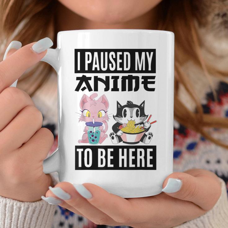 Ich Habe Meinen Anime Pausiert Hier Zu Sein Ramen Kawaii Cat Gray Tassen Lustige Geschenke