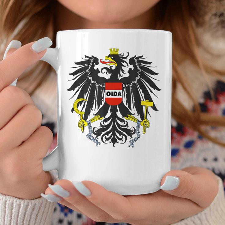 Oida Austria Flag Dialect Meme Schmäh Eagle Austria Gray Tassen Lustige Geschenke