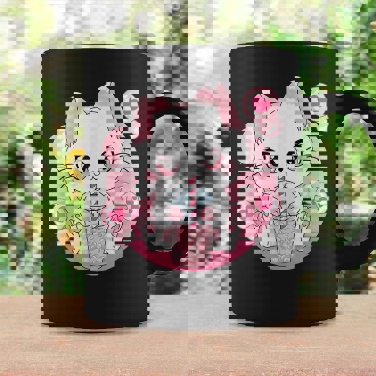 Carino Kawaii Gatto Boba Tea Bubble Tea Anime Giapponese Rosa Neko Tazze Ideas de regalos