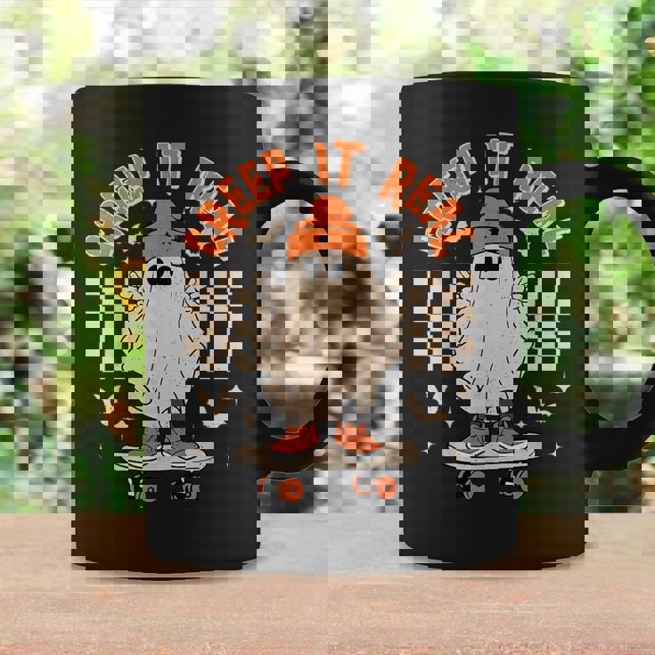 Creep It Real Ghost Skateboard Retro Halloween Skateboarding Coffee Mug Gifts ideas