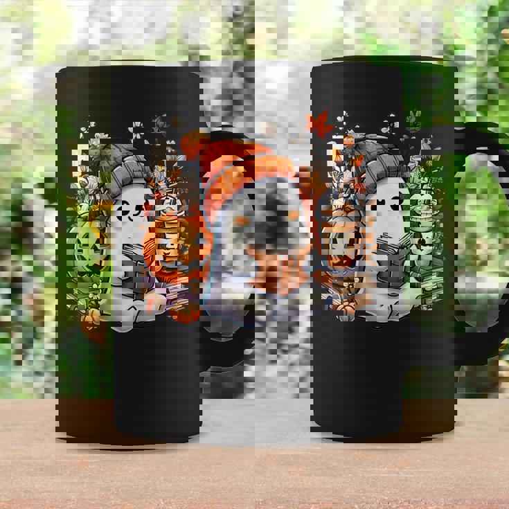 Cute Ghost Ice Drinking Coffee Halloween Book Reading Womens Coffee Mug Gifts ideas