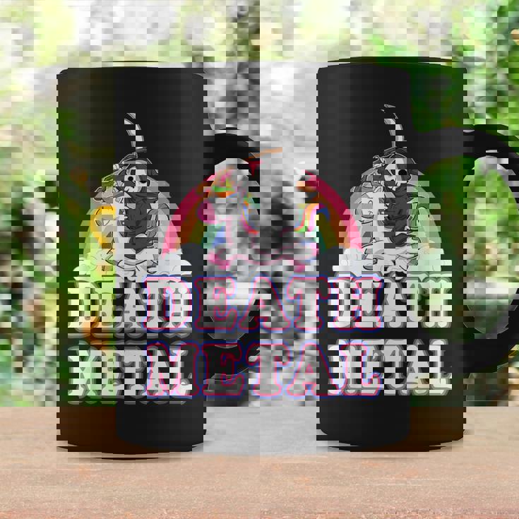Death Metal Rock Music Rainbow Grim Reaper Riding Unicorn Tazze Ideas de regalos