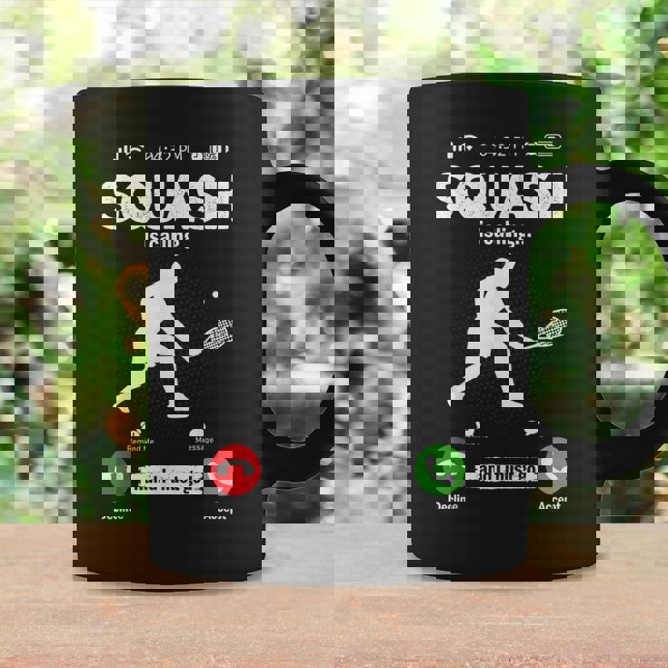 El Squash Está Llamando Tengo Que Ir Al Tenis Hobby Squash Taza de café Ideas de regalos