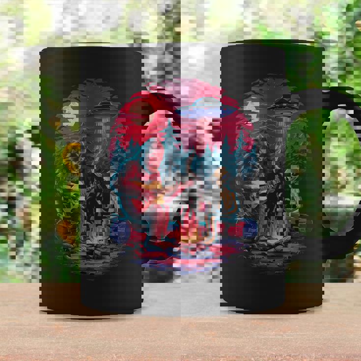 Alien And Bigfoot Campfire Moon Ufo Adventure Hiking Coffee Mug Gifts ideas