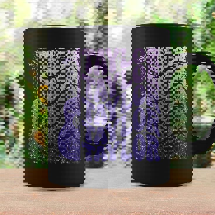 Girl Retro Taylor First Name Personalized Groovy 80'S Purple Coffee Mug Gifts ideas