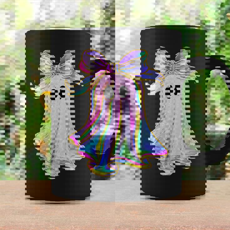 Holo Coquette Bow Cute Ghost Halloween Spooky Season Coffee Mug Gifts ideas