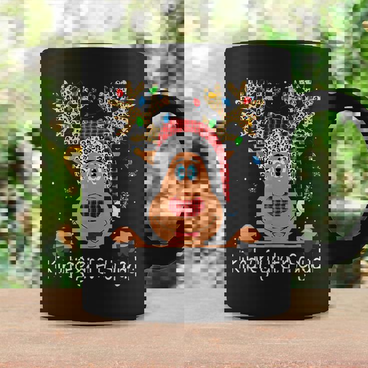 Kindergarten Squad Plaid Reindeer Santa Teacher Christmas Coffee Mug Gifts ideas