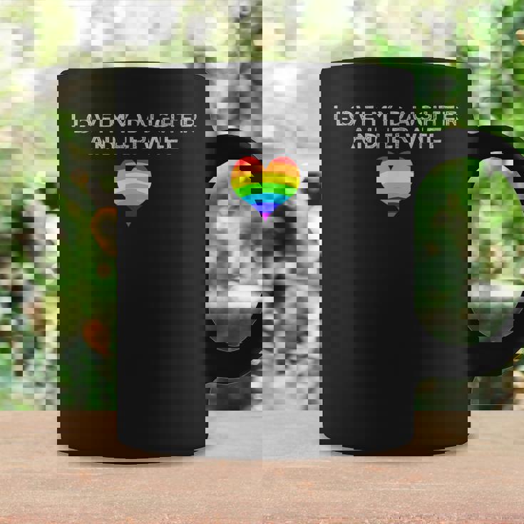 I Love My Daughter And Her Wife Rainbow Heart Queer Family Coffee Mug Gifts ideas