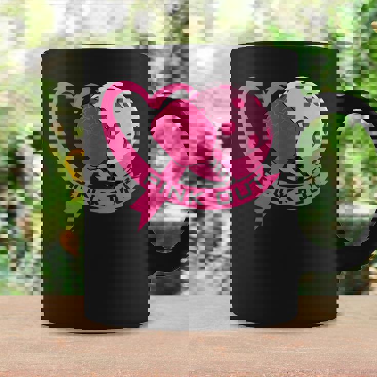 Pink Out Breast Cancer Pink Ribbon Heart & Pickleball Ball Coffee Mug Gifts ideas