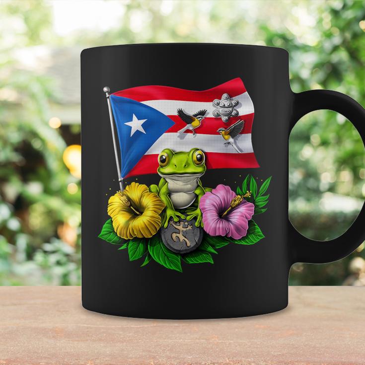 Pouter Rico Frog Puerto Rico Coqui Frog Taino Boricua Puerto Rican Flag Coffee Mug ...