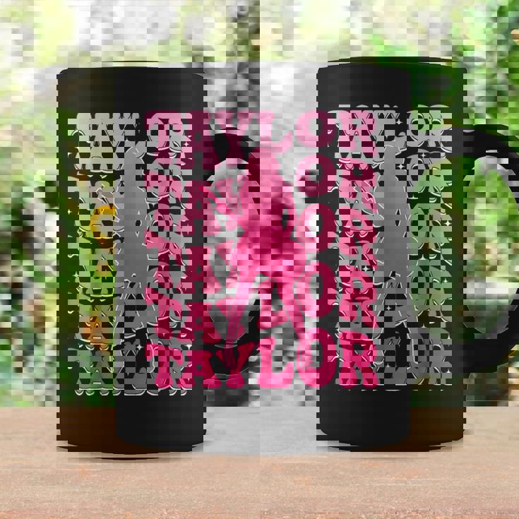 Retro Taylor First Name Personalized 80'S Pink Girl Coffee Mug Gifts ideas
