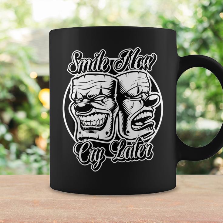 Smile Now Cry Later Chicano Lowrider Blackwork Coffee Mug - Thegiftio