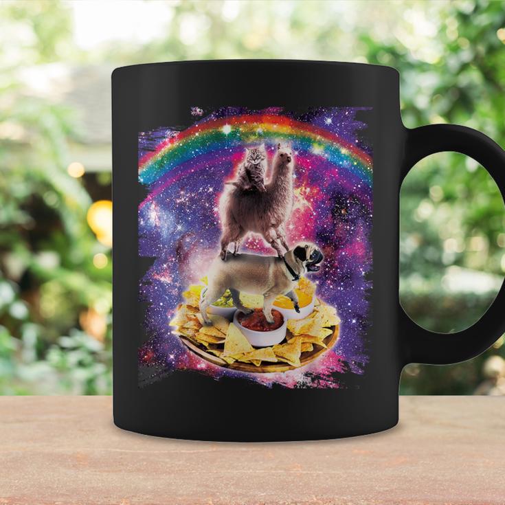 Space Cat Lama Pug Riding Nachos Tassen Geschenkideen