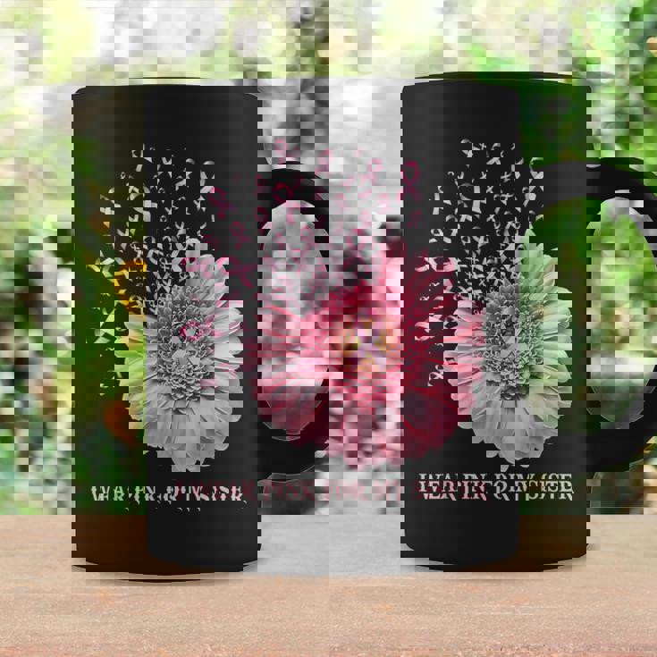 Sunflower Ribbon I Wear Pink For My Sister Breast Cancer Coffee Mug Gifts ideas