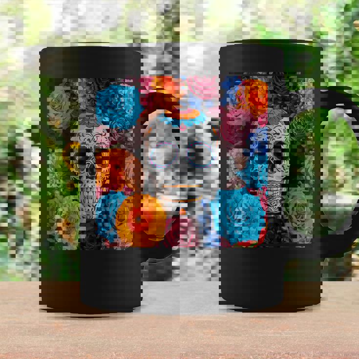 Tête De Mort Mexicaine Dia De Muertos Jour Des Morts Floral Tasse Idées cadeaux