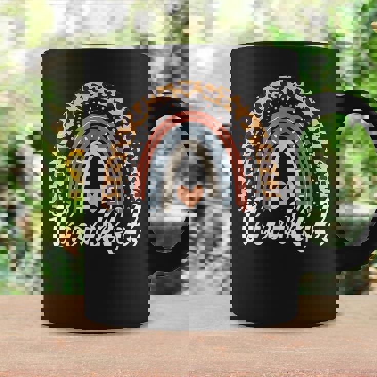 Thankful Thanksgiving Rainbow Leopard Print 2024 Girls Coffee Mug Gifts ideas