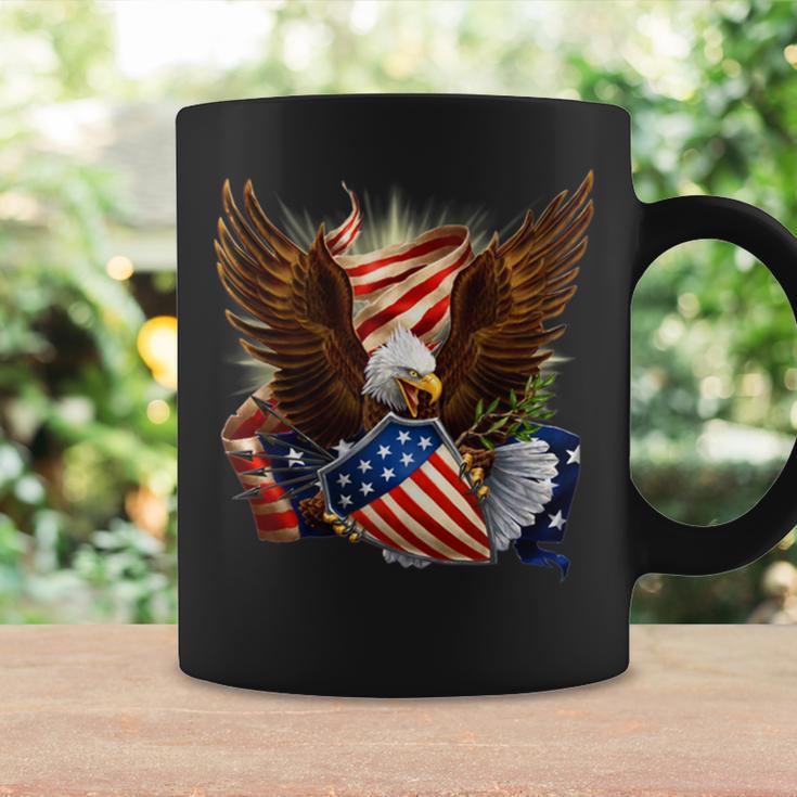 Usa Flag Bald Eagle With American Flag Coffee Mug - Monsterry