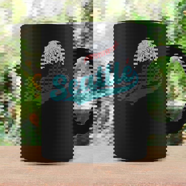 Vintage Seattle Skyline Retro Gameday Baseball Coffee Mug Gifts ideas