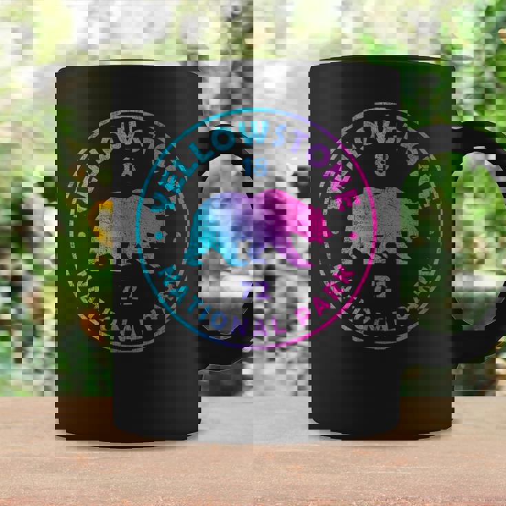 Yellowstone National Park Colorful Tie Dye Bear Boys Girls Coffee Mug Gifts ideas