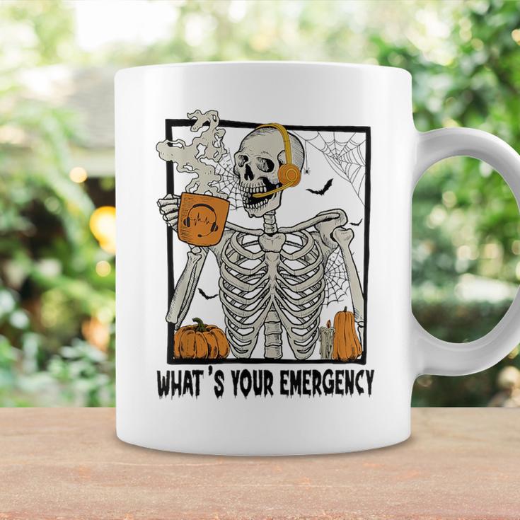 911 Dispatcher Halloween Skeleton What Your Emergency Coffee Mug - Monsterry