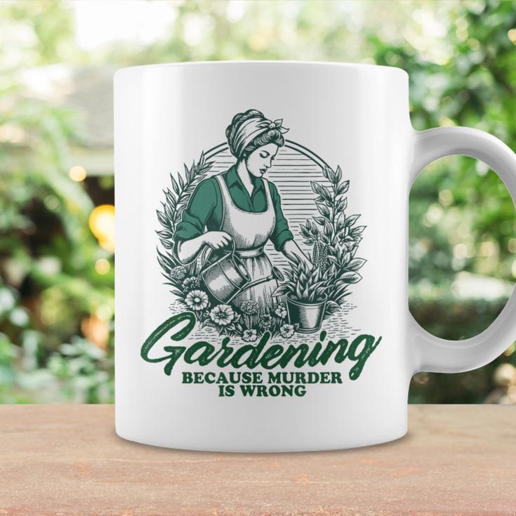 Gardening Because Murder Is Wrong Retro Plant Lover Tassen Geschenkideen