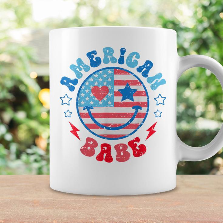 Groovy American Girl Babe Smile Face Usa Flag 4Th Of July Coffee Mug -  Seseable