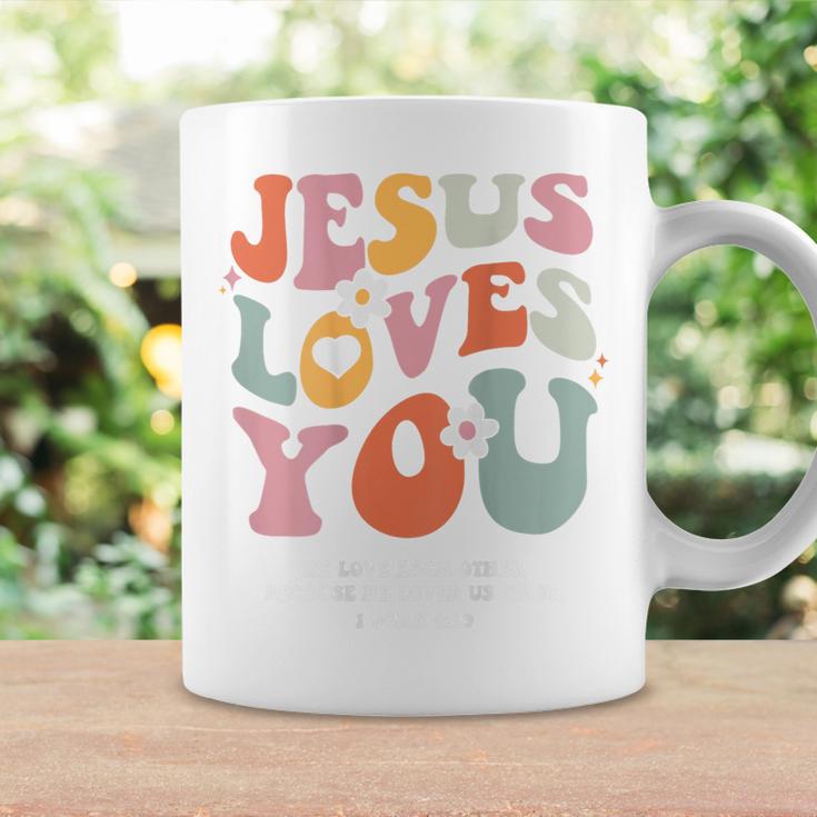 Jesus Loves You Christian Bibleerse Retro Groovy Religious Tassen Geschenkideen