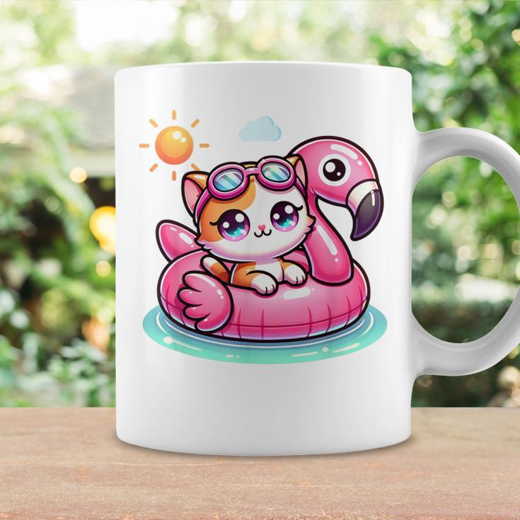 Kitten Cat Pink Flamingo Summer Vibes Beach Lover Cute Girls Coffee Mug Gifts ideas