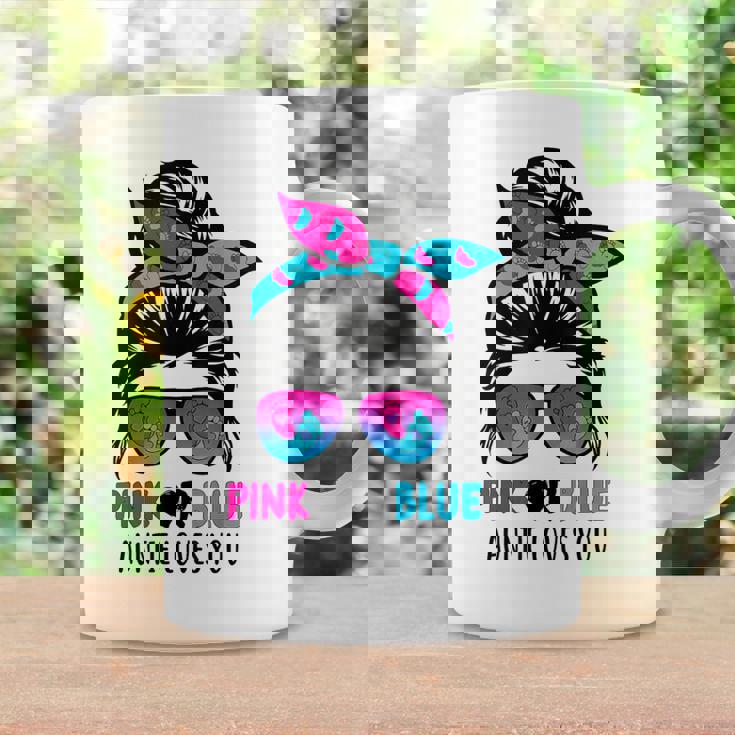 Messy Bun Pink Or Blue Auntie Loves You Gender Reveal Coffee Mug Gifts ideas