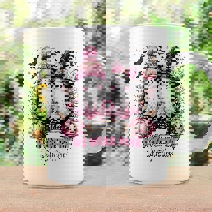 In October We Wear Pink Ghost Witch Breast Cancer Awareness Coffee Mug Gifts ideas