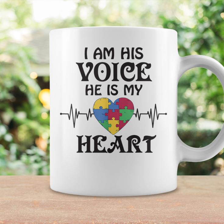 I Am Hisoice He Is My Heart Herzschlag Autism Awareness Son Tassen Geschenkideen