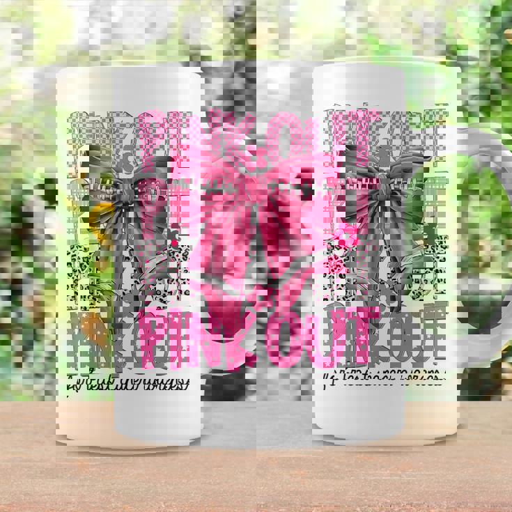 Pink Out For Breast Cancer Awareness Football Coquette Bow Coffee Mug Gifts ideas