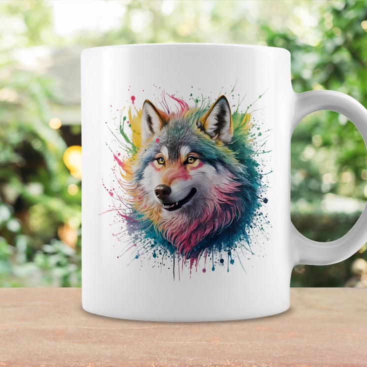 Wolf Herren Damen Bunt Aquarell Wolf Tassen Geschenkideen