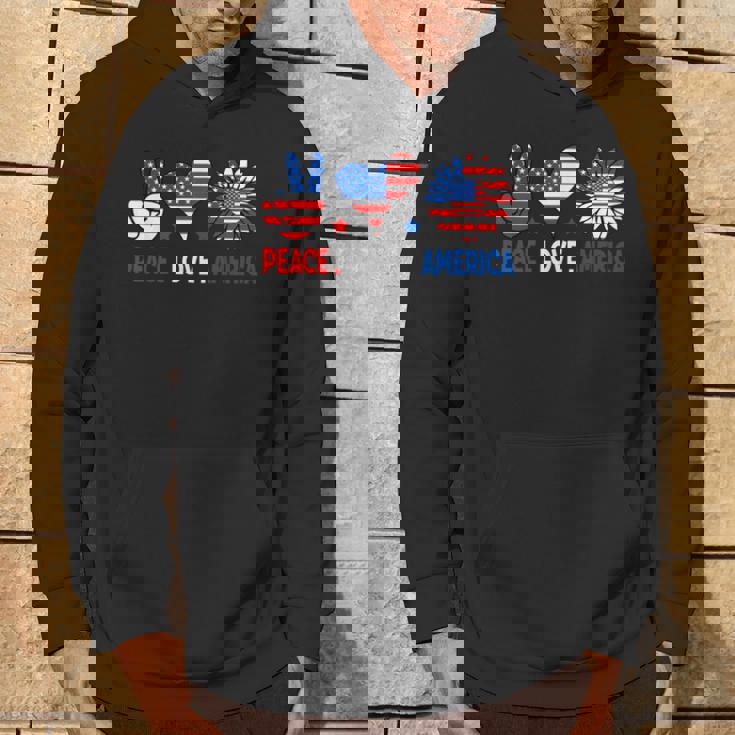 4Th Of July Peace Love America Us Flag Fourth Of July Hoodie Lifestyle