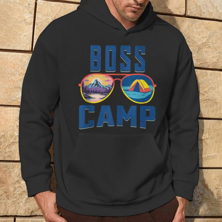 Boss Friend Camp Vacation Retro Camping Summer Sunset Tent Hoodie Lifestyle