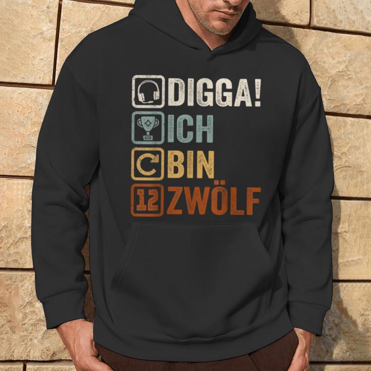 Digga Ich Bin 12 Zwölf Jahre 12Th Birthday Boy Gamer Kapuzenpullover Lebensstil