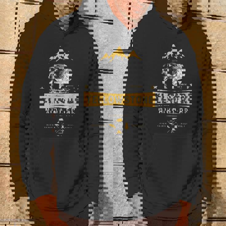 Donna Yellowstone National Park Us Bison Buffalointage Con Collo A Felpa con cappuccio Estilo de vida