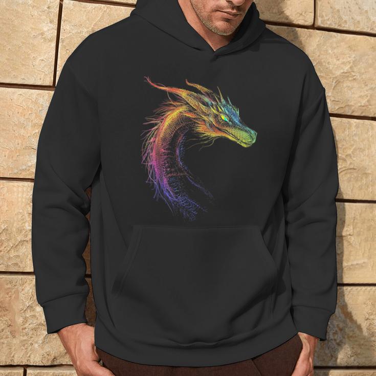 Drachen-Zeichnung Buntes Tier-Kunstwerk Fantasy-Drache Kapuzenpullover Lebensstil