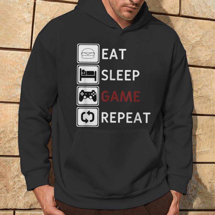 Eat Sleep Game Repeat Essen Schlafen Gamecken Wiederholen Kapuzenpullover Lebensstil