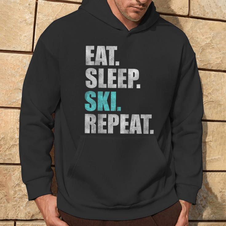 Eat Sleep Ski Repeat Kapuzenpullover Lebensstil