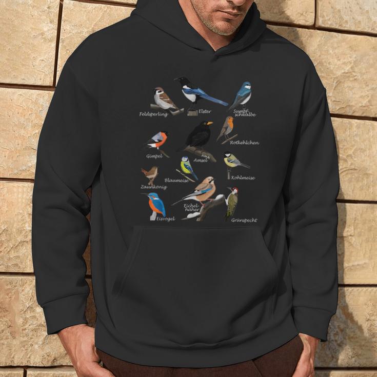 Garden Birds Bird Drawing Bird Blue Tit Robin Kapuzenpullover Lebensstil